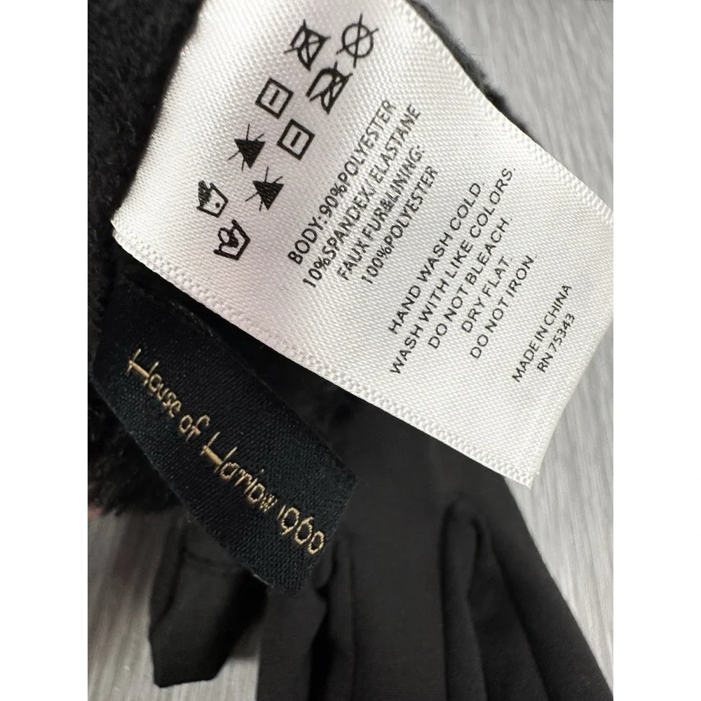 House of Harlow 1960  Gloves With‎ Faux Fur Trim Black Soft